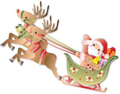 トナカイが引っ張られているクリスマスそりでサンタさんのイラストのイラスト素材・ベクター Image 15858656