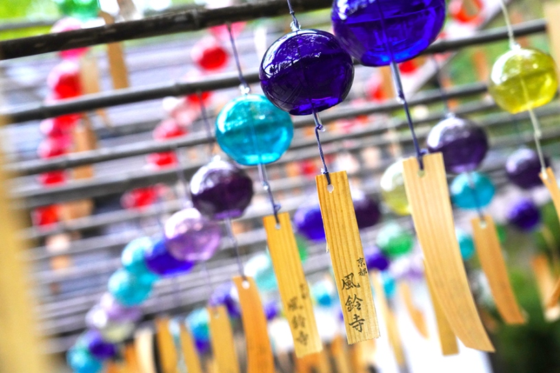 京都の夏、風鈴といえば正寿院』 2024風鈴まつり 6月1日～9月30日まで※本年は期間延長写真は6月からの見所の1つ あじさい風鈴です。一つ一つ手作りの当院オリジナル風鈴で約500個 7月上旬まで 吊られます。あじさい風鈴を見て聞いて涼を感じて下さい。正寿院