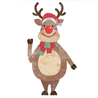 クリスマスプレゼントのトナカイイラストのフリー素材イラストイメージ