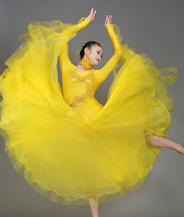 レディース社交ダンス衣装 競技ドレス ワルツドレス高級品 発表会用演出服パーティ