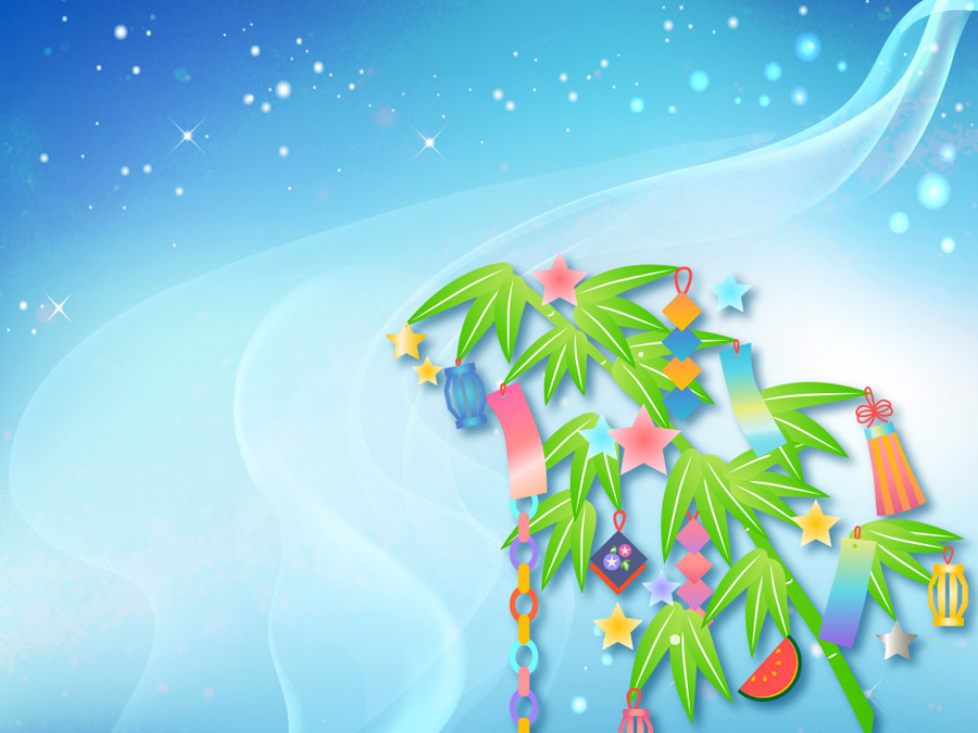 商用フリー無料イラスト_7月_七夕_笹_飾り_短冊 - 商用OK!フリー素材集「ナイスなイラスト」