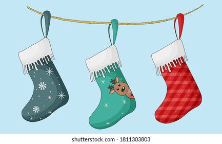 クリスマスプレゼント,靴下 パーティーのイラストai epsベクタークラブ＜イラストレーター素材が無料＞