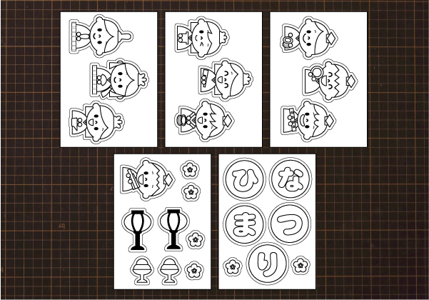 無料型紙ダウンロード ひな祭り壁面イラストペープサート パネルシアター用いちごドリル