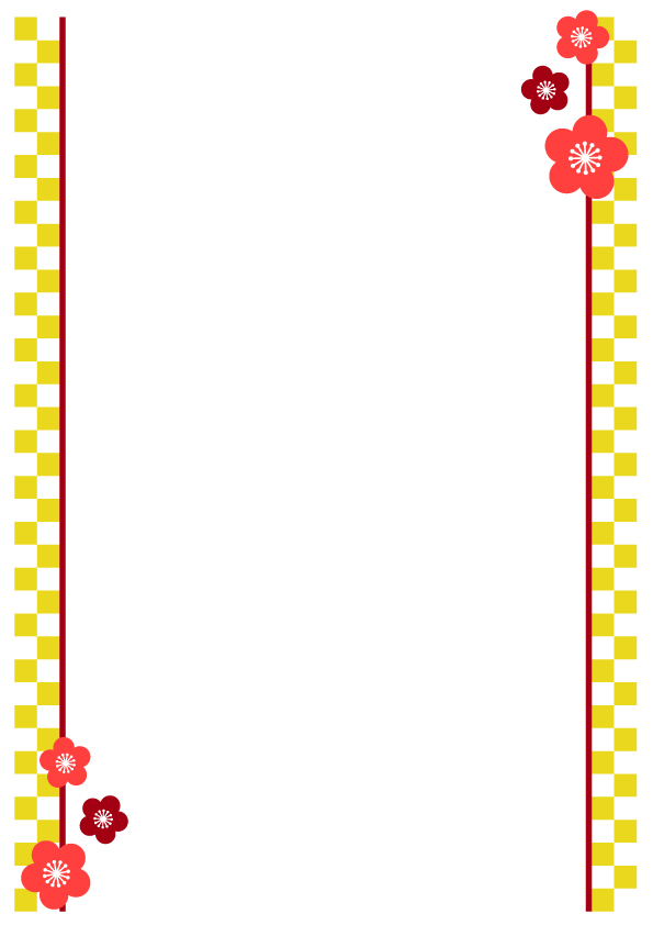 梅・新春・お正月のフレーム枠イラスト素材イラスト無料・かわいいテンプレート