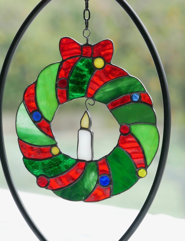 ステンドグラス クリスマスオーナメント 02:ヒイラギ □JTBのふるさと納税サイトふるぽ