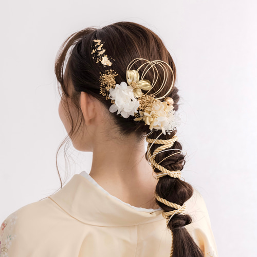 成人式 卒業式 袴 髪飾りセット 和花 水引 くすみ ナチュラル アンティークカラー レディース ヘアアクセサリーすべての商品京のみやび本店
