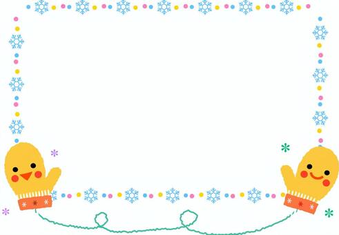 雪の結晶の白黒囲みフレーム飾り枠イラスト無料イラスト かわいいフリー素材集 フレームぽけっと