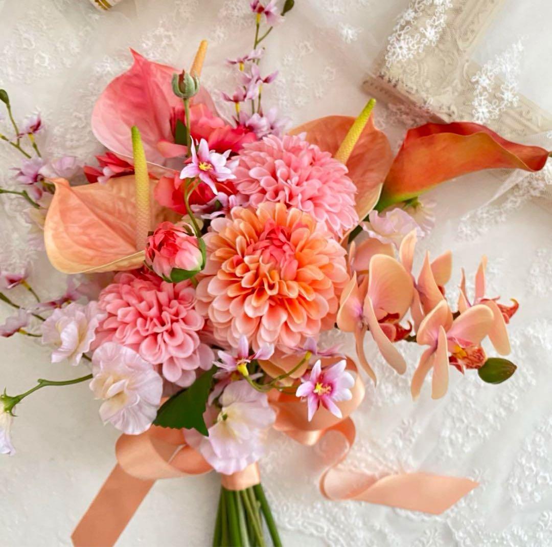 ウェディングブーケ ブートニア付かない 高級造花胡蝶蘭白無垢 着物 和装 結婚式 挙式ウェディングドレス 花束 生花不使用 ゴールド 白ホワイト71aA : ハンドメイド髪飾り専門店Tata8 - 通販 - Yahoo!ショッピング