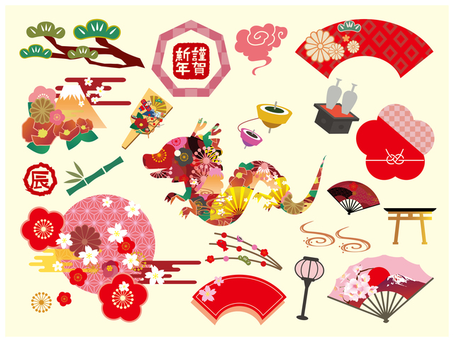 年賀はがき・郵便・お正月年賀状イラスト素材イラスト無料・かわいいテンプレート