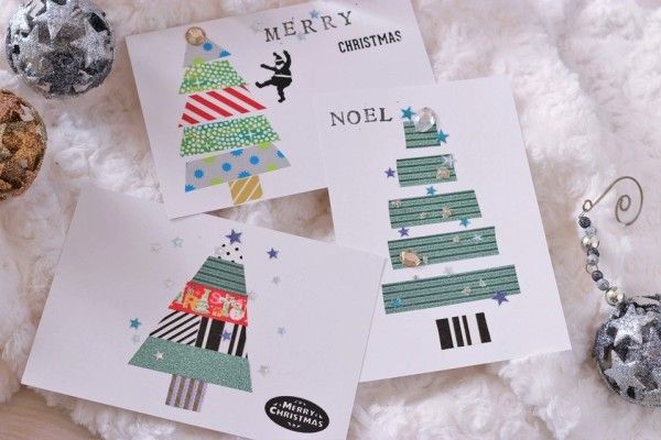 クリスマスカードを手作り☆百均マスキングテープでツリーのカード - Be happy