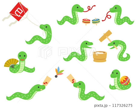 年賀状 年賀2025 土鈴 巳年 巳 蛇 へび年 お正月 かわいい シンプル イラスト素材 白蛇246914496- イメージマート