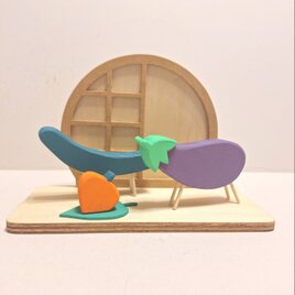 木製 月飾りオブジェ ２月 節分 鬼の気持ち～鬼と枡 季節行事 豆まき インテリア 置物～つながって