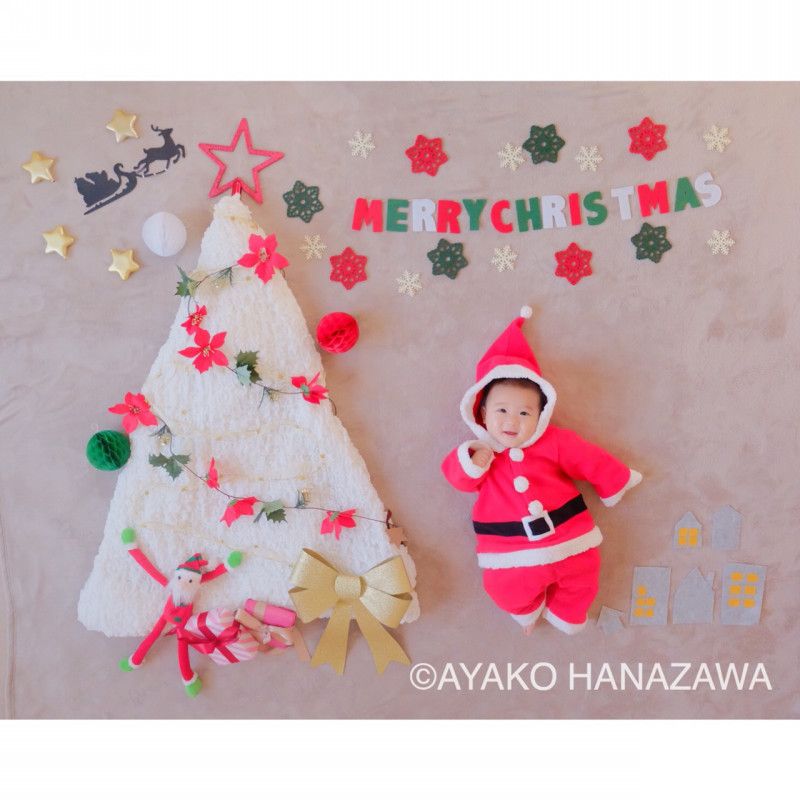 赤ちゃんコスプレ ハーフバースデー 服 月齢 フォト グッズ お昼寝アート寝相アート サンタクロースベビーサンタコスチューム3点セット月齢フォトコスチューム 衣装 誕生記念 赤ちゃん服 仮装 かわいい コスプレ 着ぐるみ 出産祝いクリスマスプレゼント華hana