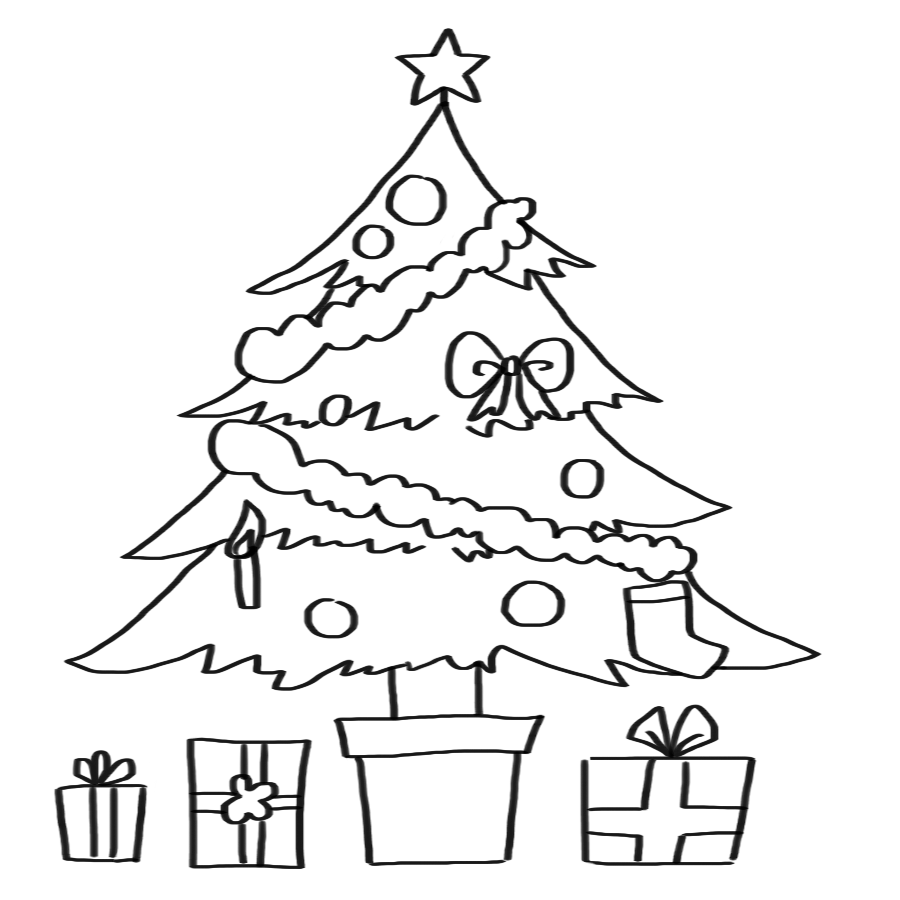 ホワイトクリスマスツリー かわいいイラスト無料 フリー89640素材Good