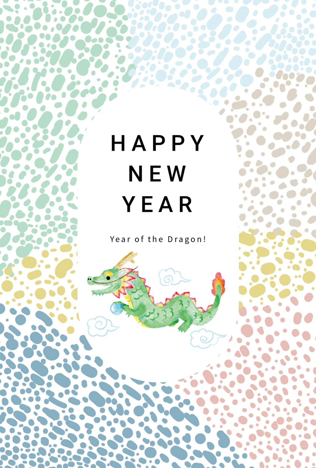 年賀状 デザイン 2024年 辰年 年賀状用テンプレート ピンクの龍手描き和風イラスト入り228296368- イメージマート