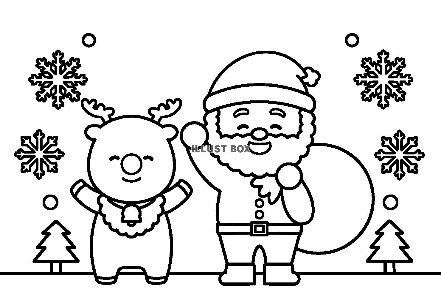 線画のサンタ帽子イラストのフリー素材イラストイメージ