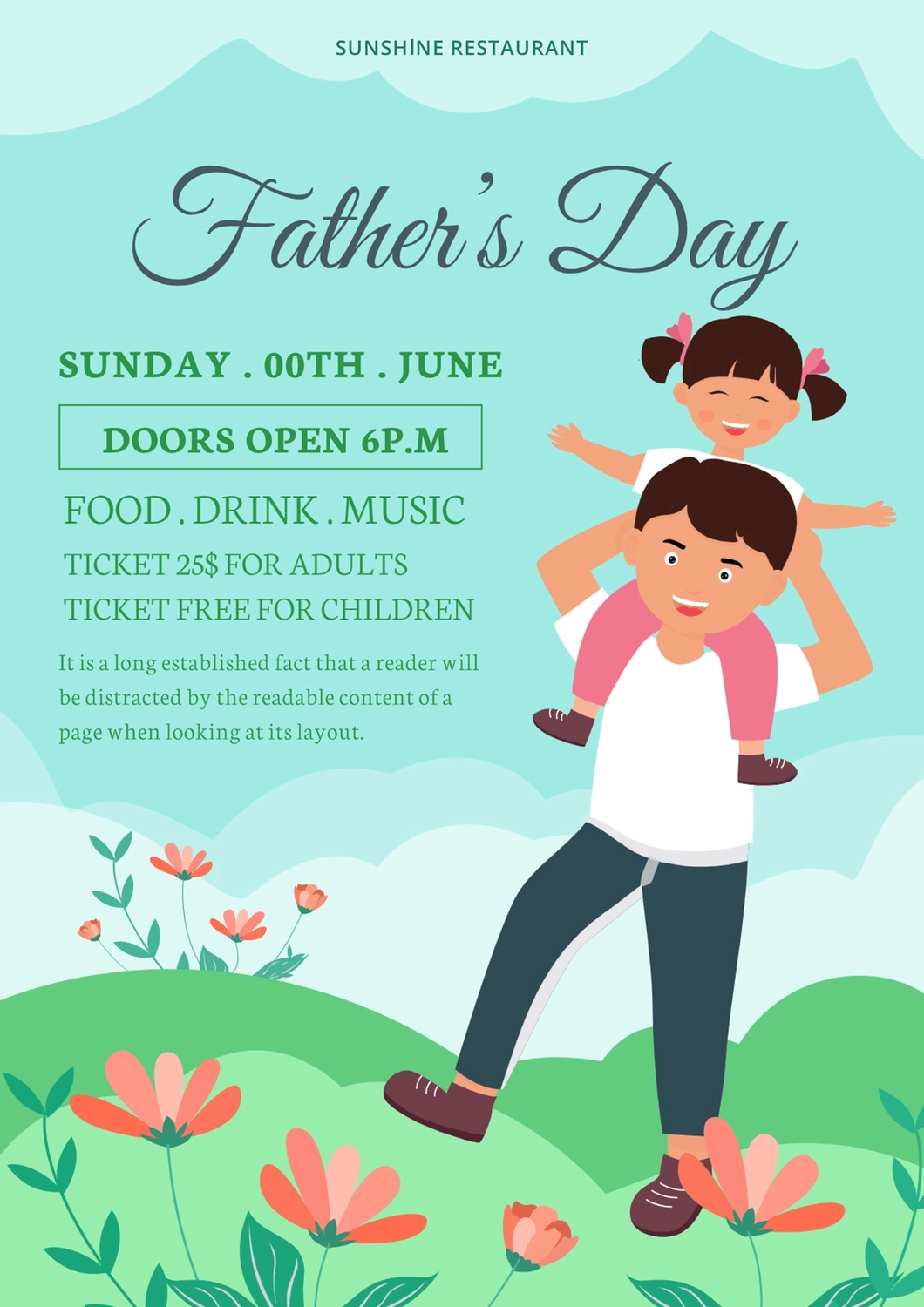 スーツイラストのシックな父の日ポスターの無料ポスターテンプレート 13261 - デザインAC