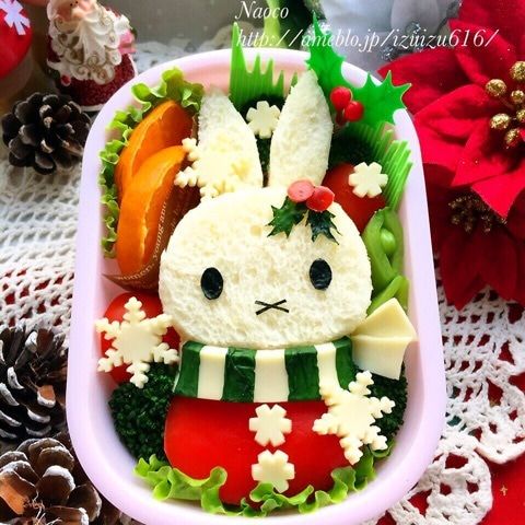 ほうれん草リースでクリスマス弁当〖キャラ弁〗 平日お昼ご飯はお弁当or外食とまとママのおいしいごはんとお弁当