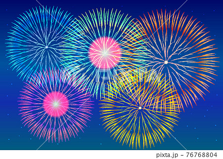 夏のイラスト☆花火大会☆夜空：イラスト無料