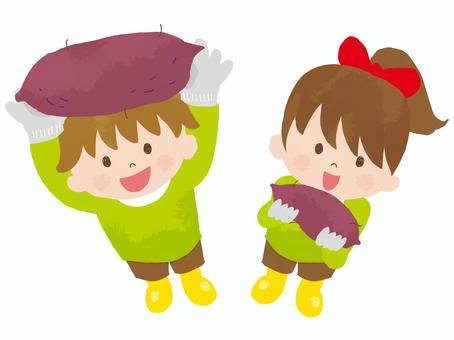 芋掘りをしている子供イラスト - No: 1633117無料イラスト・フリー素材なら「イラストAC」