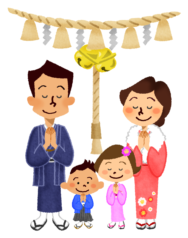 初詣のイラスト「男性のお参り」かわいいフリー素材集 いらすとや