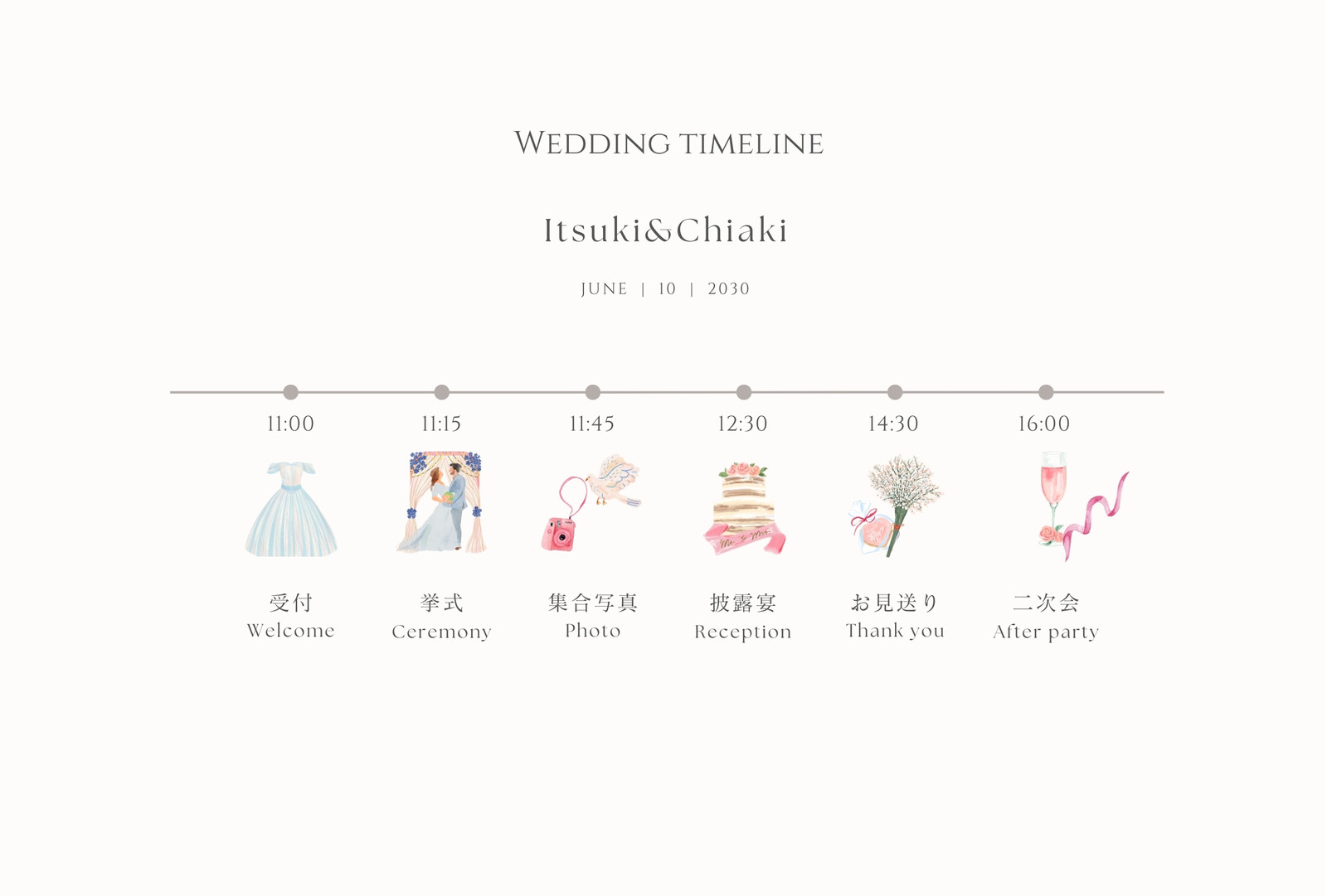 招待状 ウエディングタイムライン 白黒クラフトver– レッドアトレブライダル