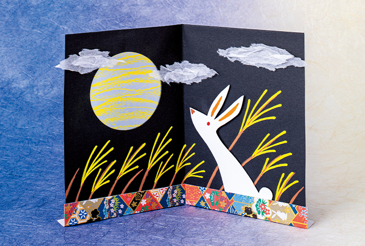 製作アイデアーちぎり絵のお月見うさぎ 保育士ワーカ