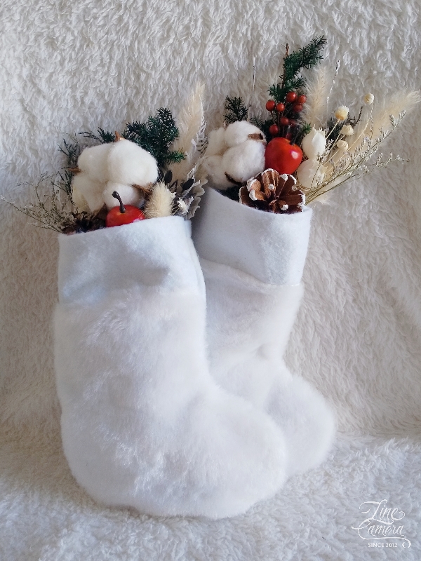 数量限定 新作 クリスマス もみの木とコットンのクリスマスソックス クリスマスアレンジ・置物・飾り・サンタブーツ アートフラワー vero amore通販 16780527Creema クリーマ