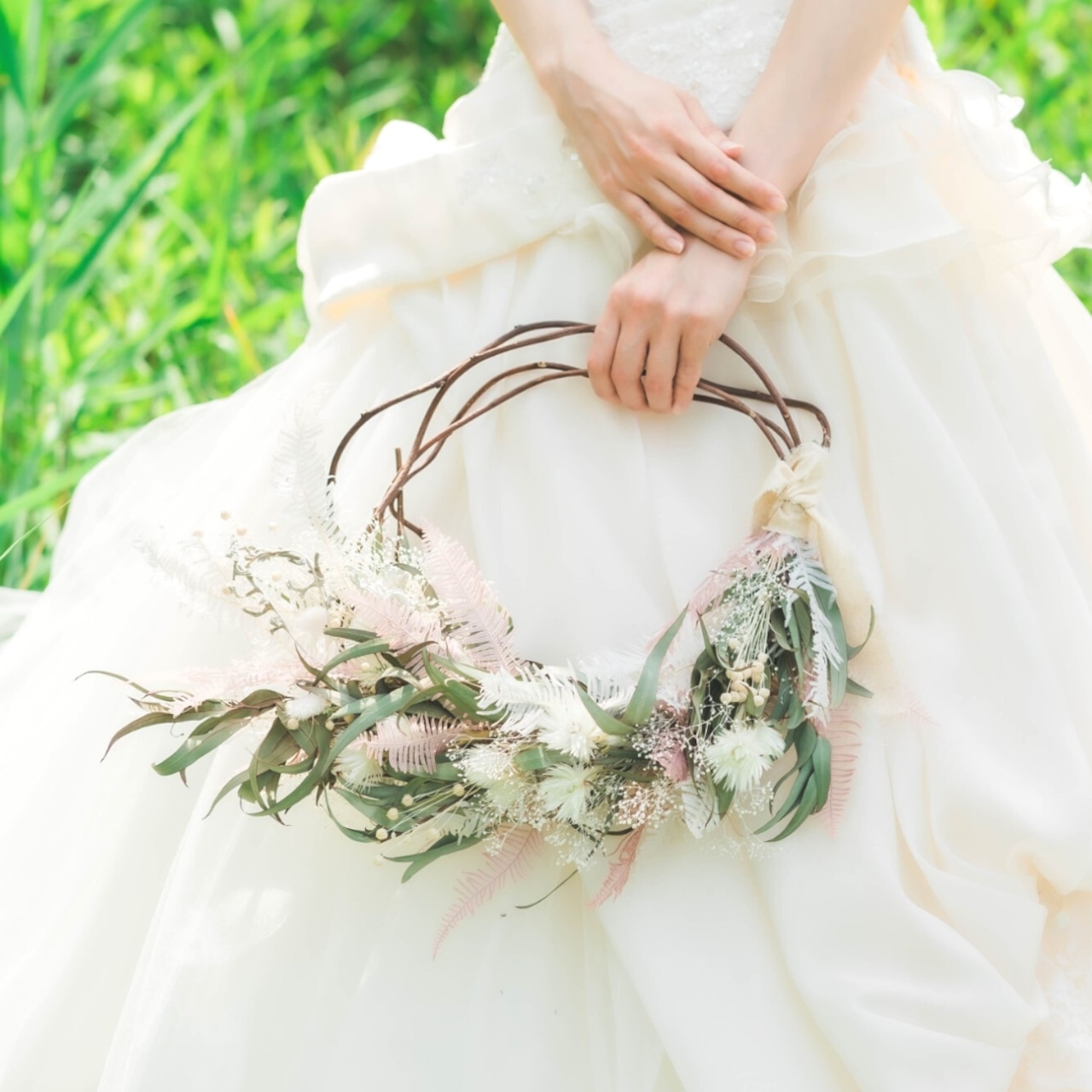 電報 結婚式 プリザーブドフラワー ブーケリース