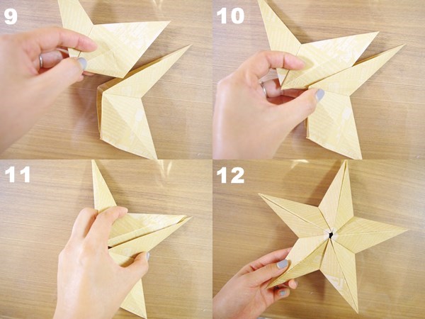 クリスマス 折り紙5枚で作る厚みのある立体的な星大人の折り紙インテリア