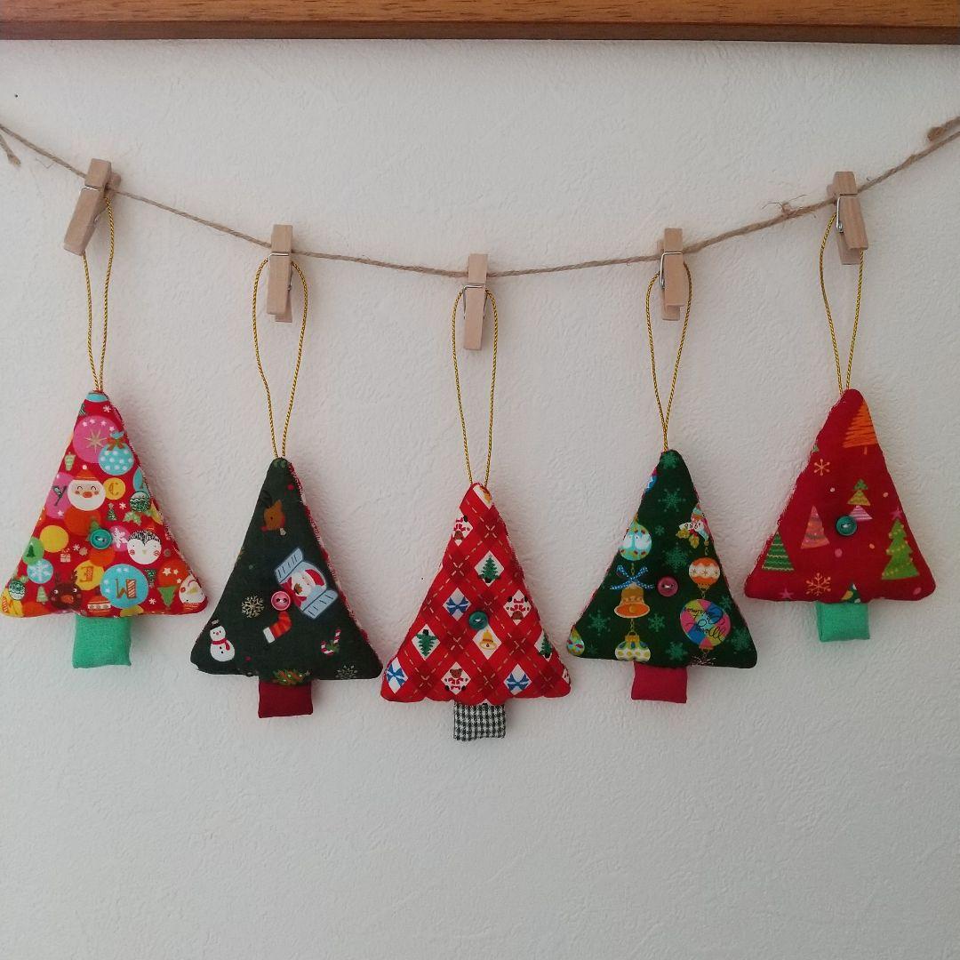 クリスマス 5連フェルトガーランド オーナメント ハンドメイド - メルカリ