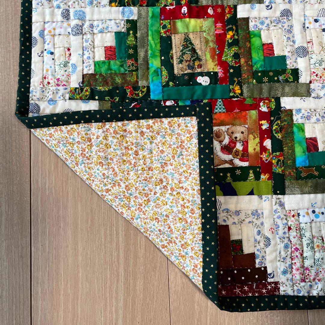 パッチワークキルト ☆ クリスマスツリー・タペストリー 雪だるま アップリケ・壁飾り ◇ ハンドメイド