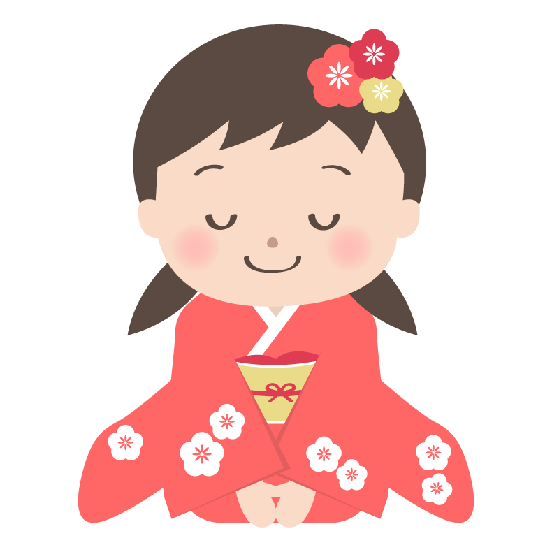 お正月にけん玉をする白蛇の女の子蒼色パレット