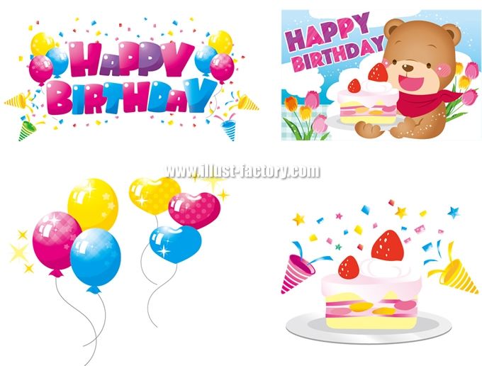 パステルカラーとかわいいケーキのバースデーカード無料イラスト素材素材ラボ