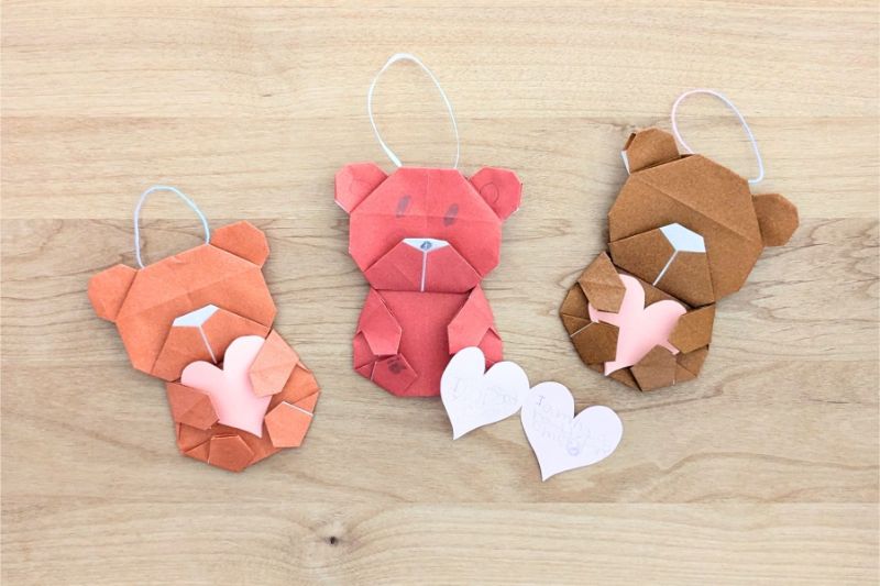 折り紙簡単 可愛い パンダ 折り方母の日 ハート メッセージカード プレゼント 動物