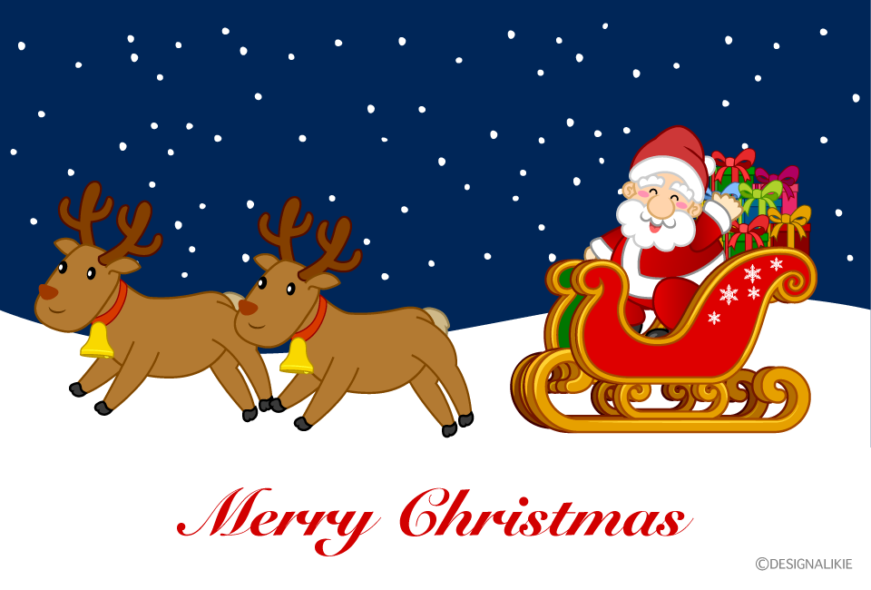 クリスマス ソリに乗るサンタさんのイラスト無料イラスト素材素材ラボ