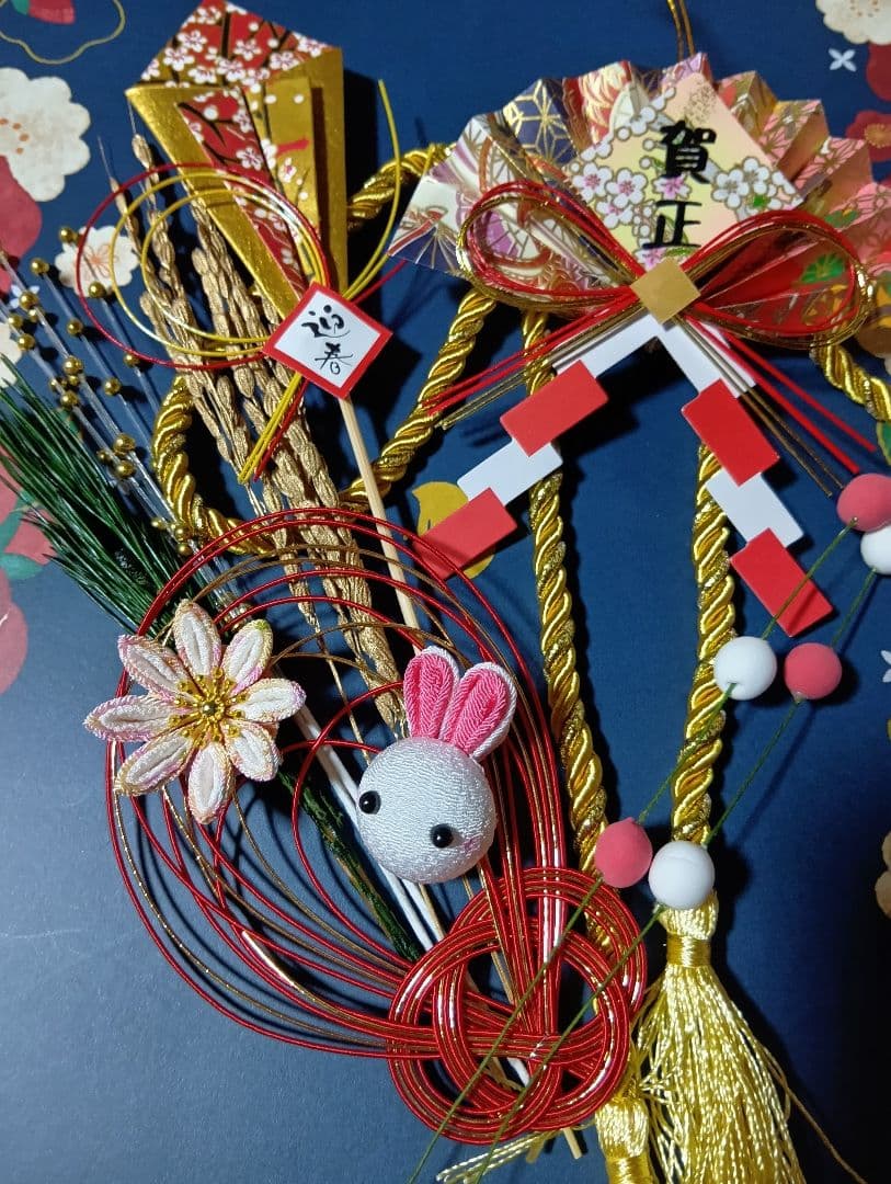 自然素材のお正月飾り＊粋＊紅白