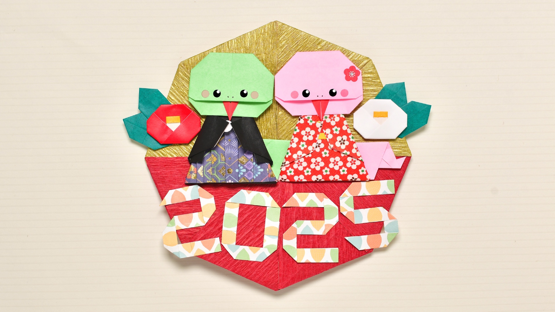 手作り 紙のお正月飾り しめ縄リース 音声解説あり How to make paper Japanese New Year decorations