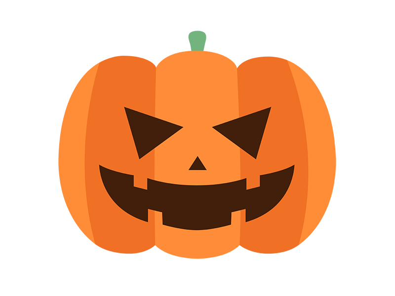 ハロウィンの無料イラスト簡単でかわいい・白黒・背景透過で使いやすい素材