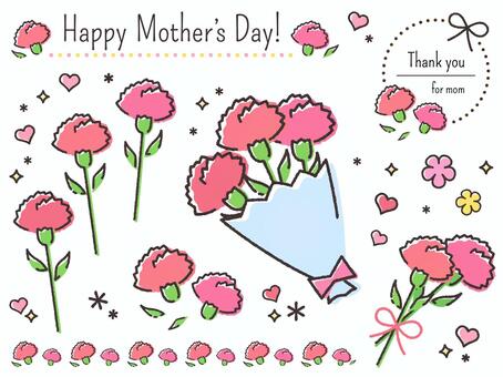 カーネーションのシンプルなイラスト 花束と母の日タイトルのイラスト素材74480735- PIXTA