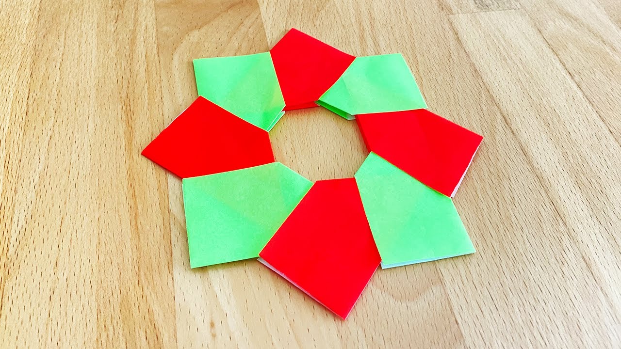 折り紙の「クリスマスリース」の簡単な作り方手作りのクリスマス飾り – 折り紙オンライン