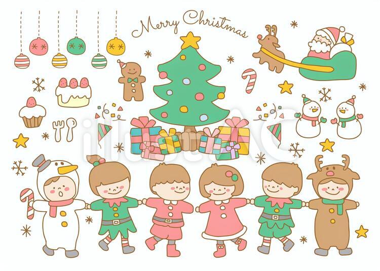 無料素材プレゼント箱やクラッカーに靴下などクリスマスパーティーのベクターイラストセット