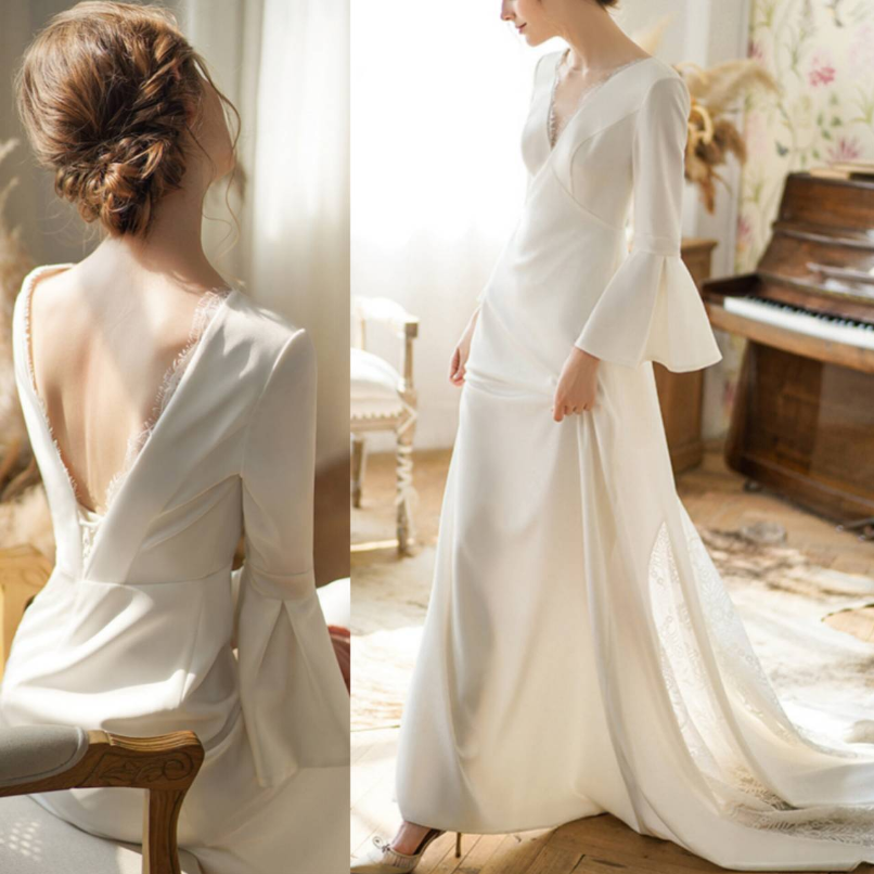 ベルスリーブドレスmiawedding