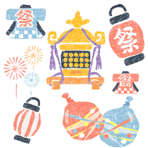 お祭り 太鼓 花火のイラスト無料のフリー素材 イラストエイト