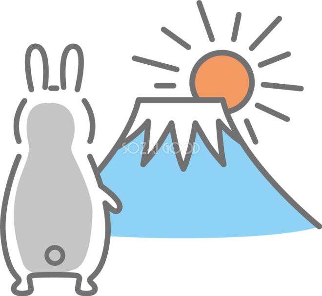 富士山と初日の出のイラスト商用OKの無料イラスト素材サイト ツカッテ