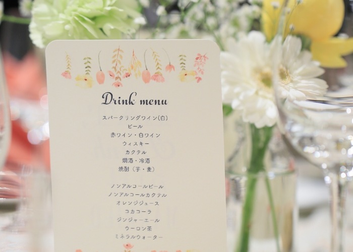 結婚式 ドリンクメニュー メニュー表 テーブルナンバー 席次表・席札・メニュー表 chiro 通販 14031766Creema クリーマ