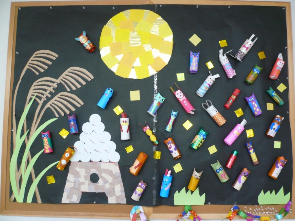 kimie gangi 秋の壁面飾り「十五夜お供えうさぎ」うさぎの型紙付き