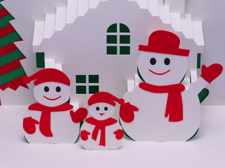 雪だるまと雪でメリー クリスマス カードのイラスト素材・ベクター Image 15667058