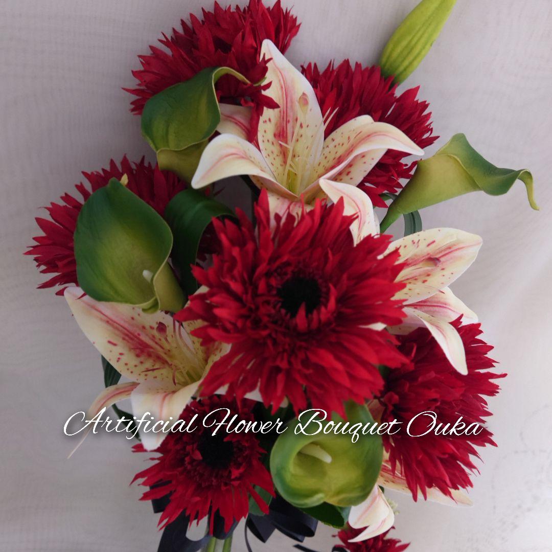 ブライダルブーケ ウエディング レッド ウェディングブーケ 造花 前撮り 花嫁 二次会 結婚式 披露宴 アートフラワー キャスケードブーケ 赤 :ミットスウィーティー - 通販 - Yahoo!ショッピング