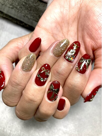 冬 クリスマス オフィス ハンド ワンカラー - nail room YRKのネイルデザイン No.7733940 ネイルブック